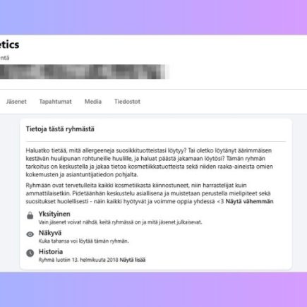 Facebok-ryhmä kosmetiikka-arvosteluille